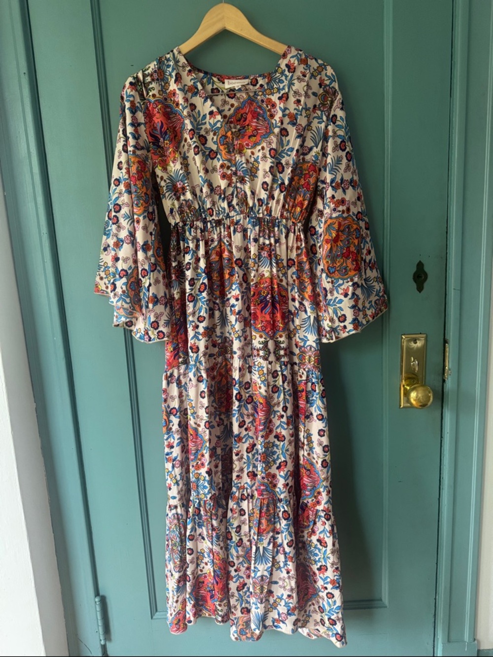 Boemo Floral Maxi Dress in Cream with Multicolor Print